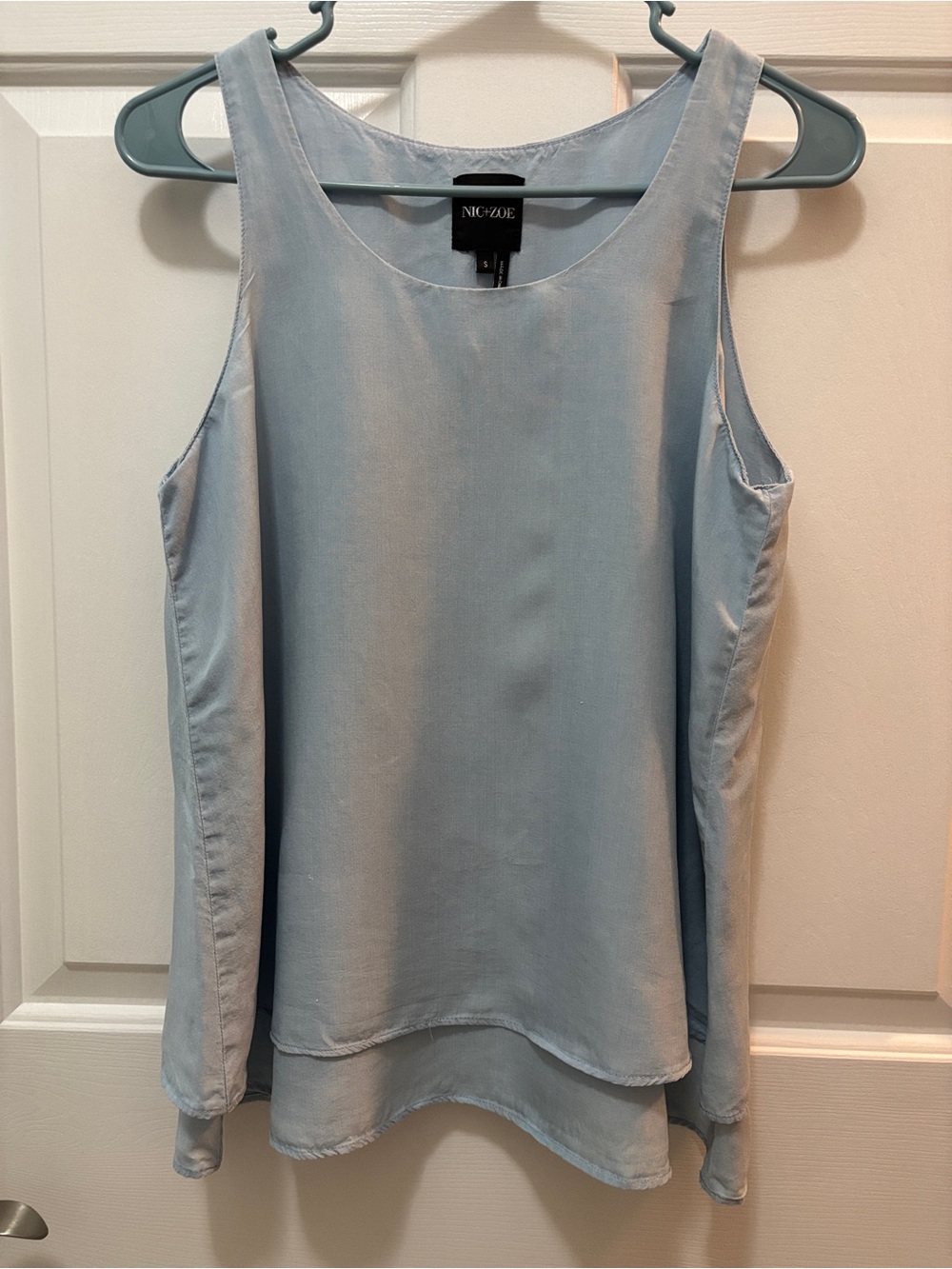 Nic+Zoe Light Blue LyoSleeveless Layered Tank Top Small EUC